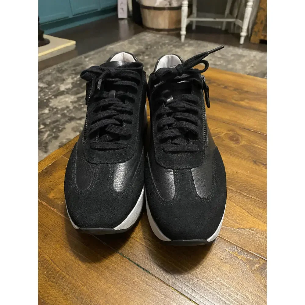 Johnston & Murphy Gracie Black Leather Sneakers with Side Zipper 9m - Picture 4 of 7